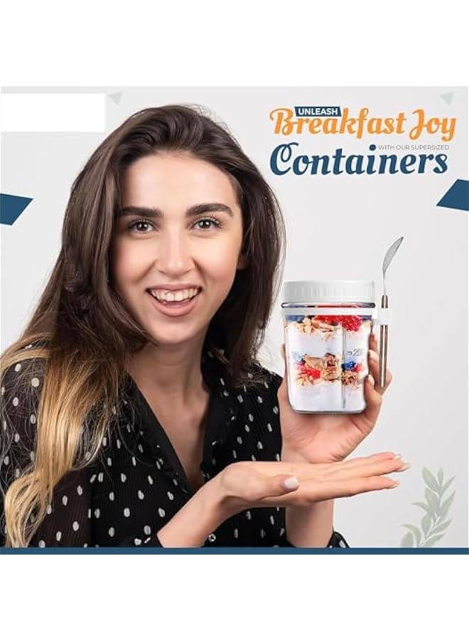 MIXDE 2 Pack 350ml Overnight Oats Jars with Lids & Spoons, Reusable Glass Overnight Oats Container With Measurement Marks, Food Storage For Breakfast Pots, Oatmeal Container For Milk, Cereal - Image 5