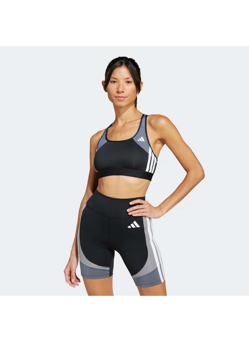 Adidas Power React Train Medium Support 3 Stripe Bra