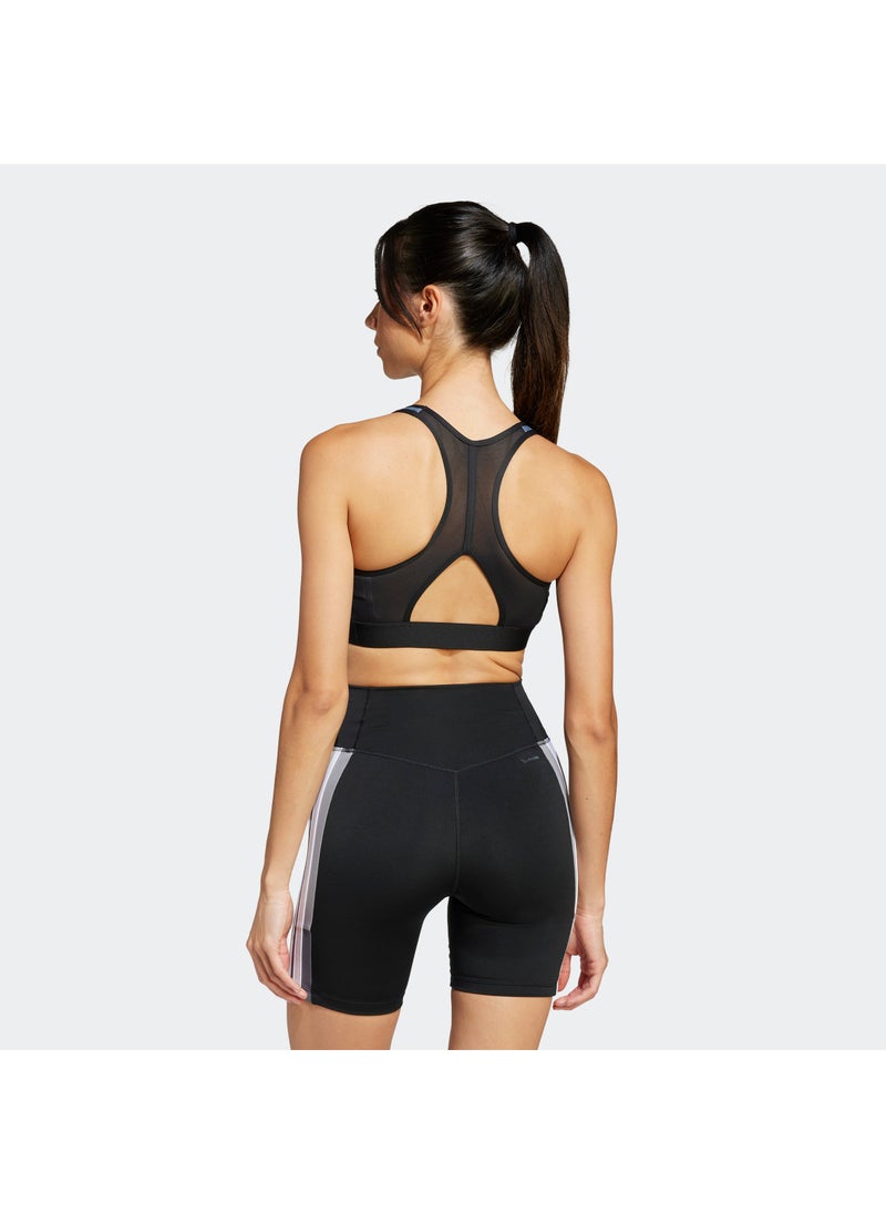 Adidas - Power React Train Medium Support 3 Stripe Bra - Image 1