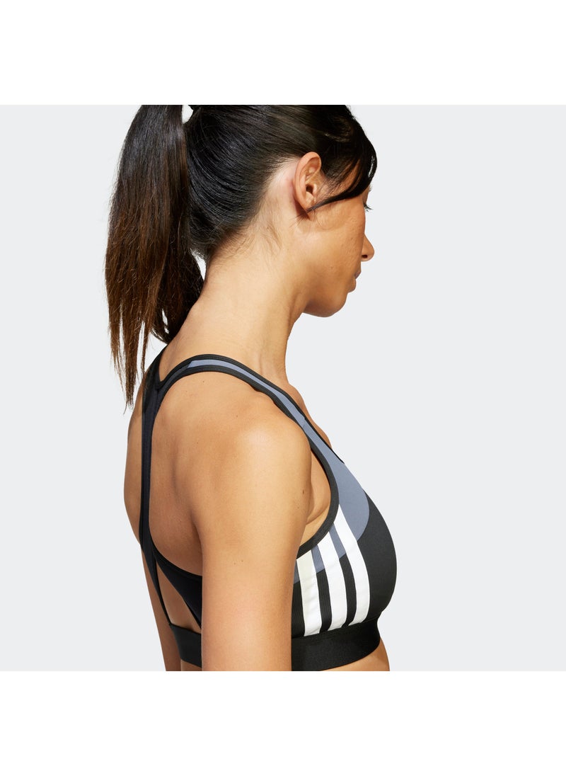 Adidas - Power React Train Medium Support 3 Stripe Bra - Image 1