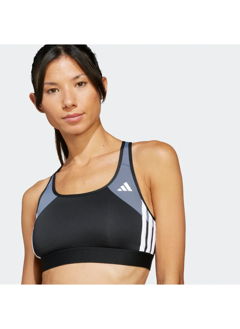 Adidas Power React Train Medium Support 3 Stripe Bra