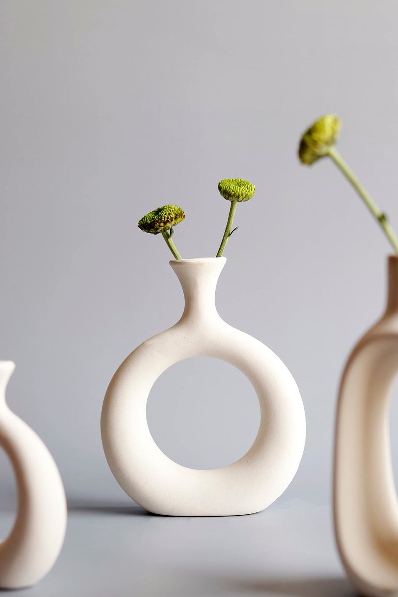 Craftribal Ceramic Beautiful The Bud Combo | Ceramic Flower Vase | Finish Matte, 6 Inches, 4 Inches, White (Vase Set of 3 Pcs) - Image 5