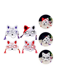 Excefore 4 Pcs Kitsune Fox Half Face Assecories Cosplay Party Supplies - Party Half Face Costume Masks Japanese Style - Foxes Cat Masks  - Image 4