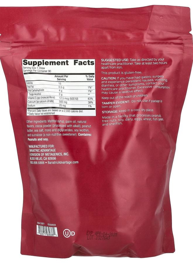 Bariatric Advantage Calcium Citrate Chewy Bite Sugar-Free Peanut Butter Chocolate 90 Soft Chews - Image 2