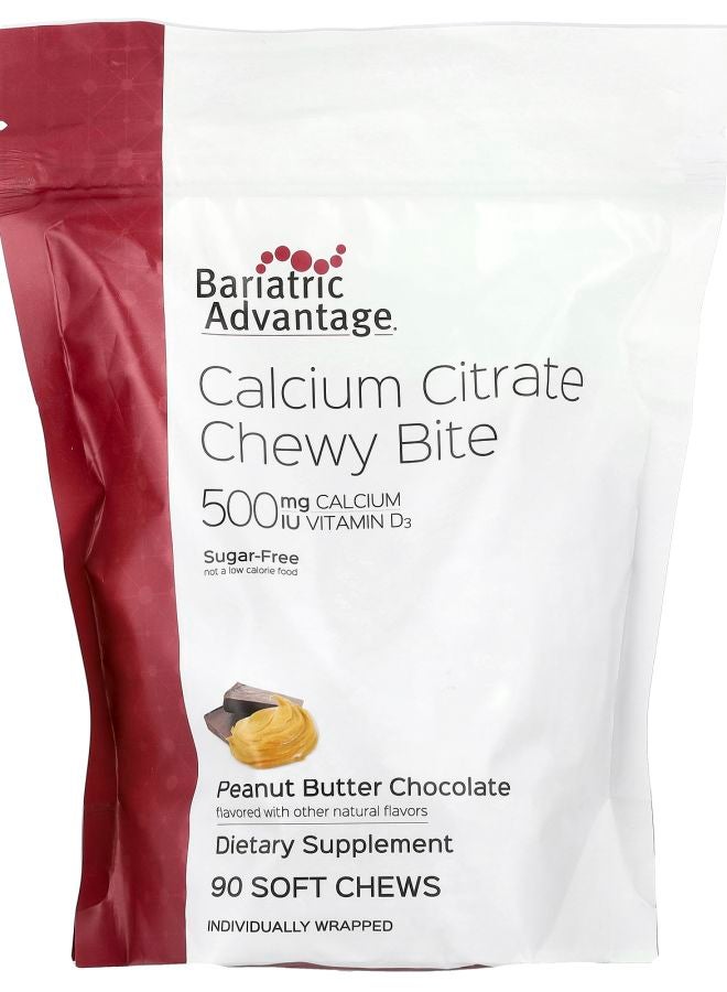 Bariatric Advantage Calcium Citrate Chewy Bite Sugar-Free Peanut Butter Chocolate 90 Soft Chews - Image 1
