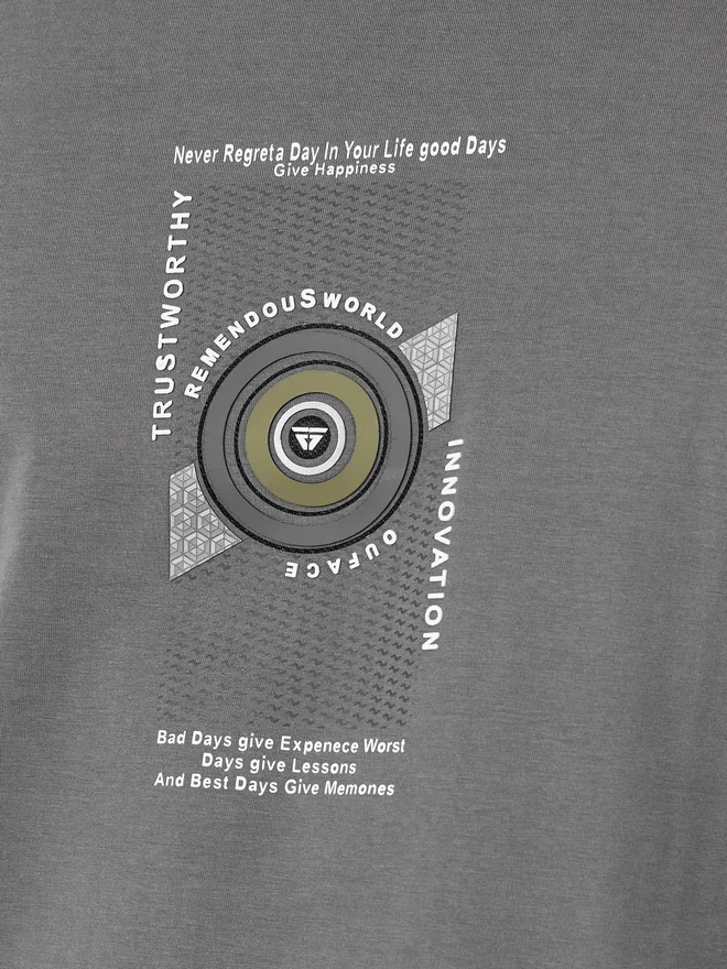 Fort Collins Fort Collins Men Grey Graphic Print Crew Neck T-Shirt