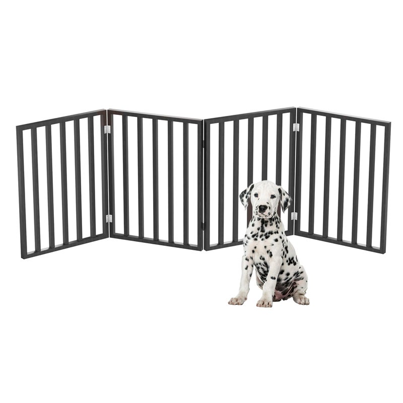 PETMAKER Pet Gate - 4-Panel Indoor Foldable Dog Fence for Stairs, Hallways, or Doorways - 72x24-Inch Wood Freestanding Dog Gates by PETMAKER (Black) - Image 1