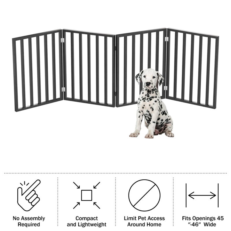PETMAKER Pet Gate - 4-Panel Indoor Foldable Dog Fence for Stairs, Hallways, or Doorways - 72x24-Inch Wood Freestanding Dog Gates by PETMAKER (Black) - Image 2