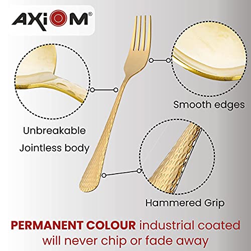 AXIOM Golden Fork Stainless Steel Cutlery Set. 6 Pieces Premium Silverware Forks with Champagne Gold Colour Plating - Image 2