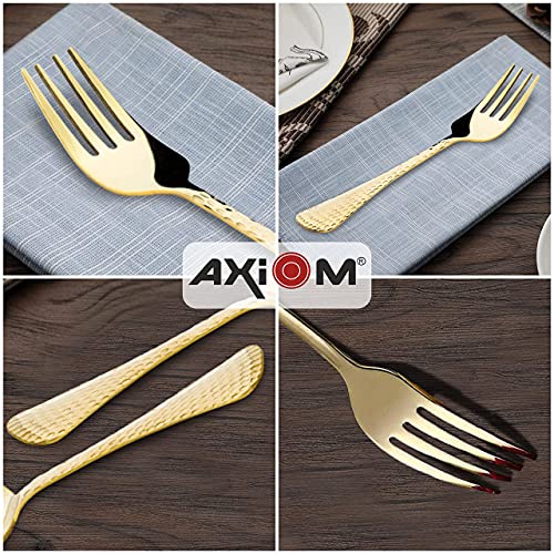 AXIOM Golden Fork Stainless Steel Cutlery Set. 6 Pieces Premium Silverware Forks with Champagne Gold Colour Plating - Image 3