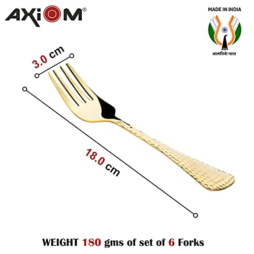 AXIOM Golden Fork Stainless Steel Cutlery Set. 6 Pieces Premium Silverware Forks with Champagne Gold Colour Plating - Image 5
