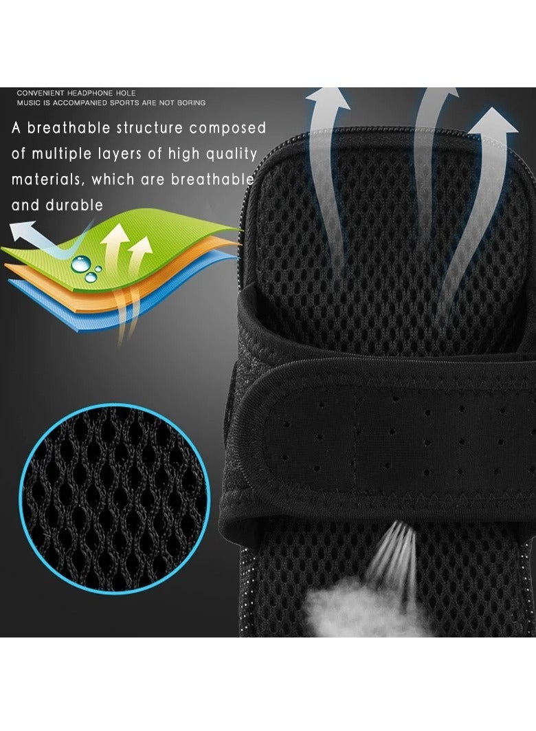 AROAQ Arm Bag, Breathable Arm Jogging Bag With Earphones Support, Outdoor Cycling Waterproof Sport Armband, Double Zip Sports Phone Bag For Running, Cycling, Hiking, Fishing, Yoga, (Black) - Image 2