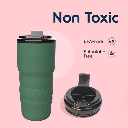 Headway Java Insulated Tumbler | Stainless Steel Thermos Flask | Flip Open Lid | Coffee Mug Travel | Coffee Mug | Tumbler for Office | Meridian Green | 600 ml - Image 5