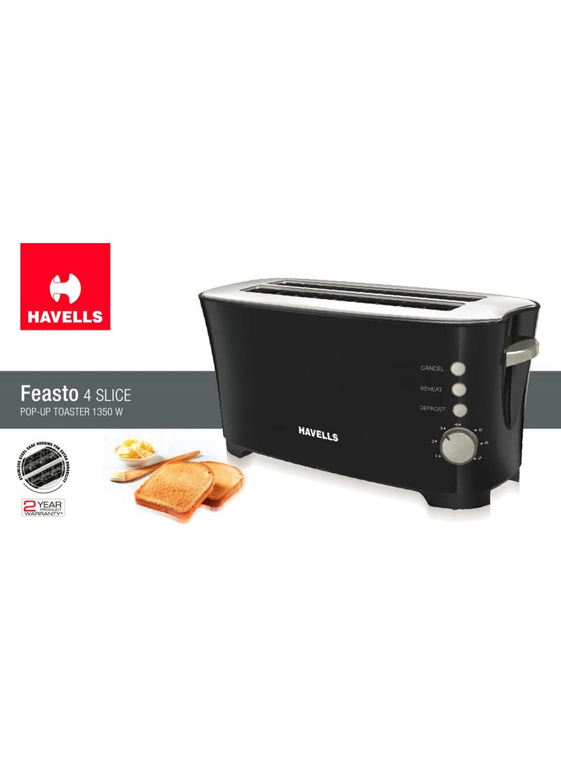 Havells Havells Feasto 4S Pop Toaster 1350 Watts Black_Free Size  - Image 4