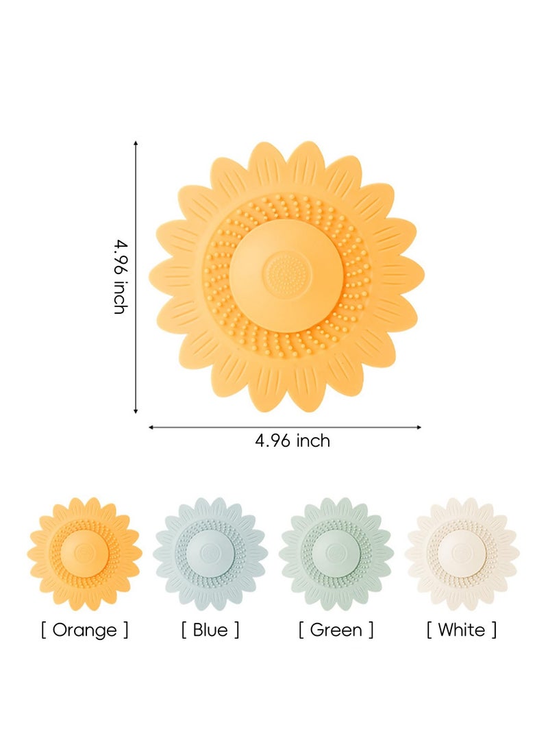General Shower Drain Hair Catcher - Flower Bathroom Drain Silicone Sleeve, Hair Filter and Drain Stopper for Tub, Sink, Kitchen, Bathroom, Laundry 4 Pack  - Image 2