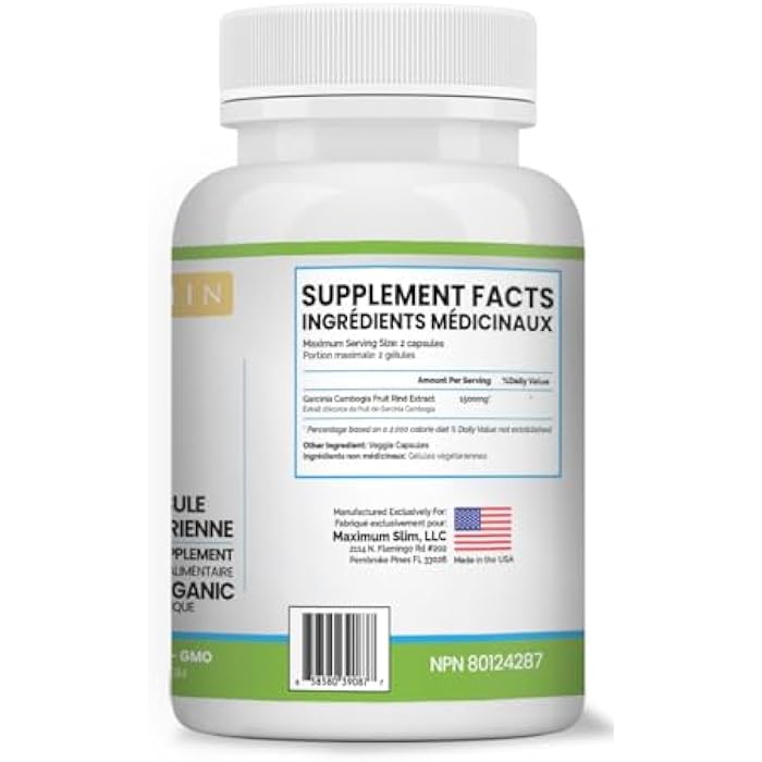 Maximum Slim 100% Pure Garcinia Cambogia Supplement - HCA Extract - Weight Support Formula for Men & Women - Non-GMO, Gluten Free - 60 Capsules - Image 3