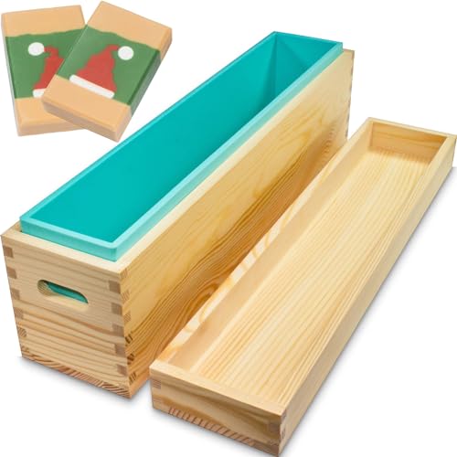 haclum Tall Skinny Wooden Soap Molds for Soap Making Large- 5 lb Soap Molds Loaf with lid, Rectangle Silicone Soap Loaf Molds 80oz - Image 1