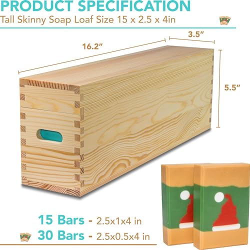 haclum Tall Skinny Wooden Soap Molds for Soap Making Large- 5 lb Soap Molds Loaf with lid, Rectangle Silicone Soap Loaf Molds 80oz - Image 2