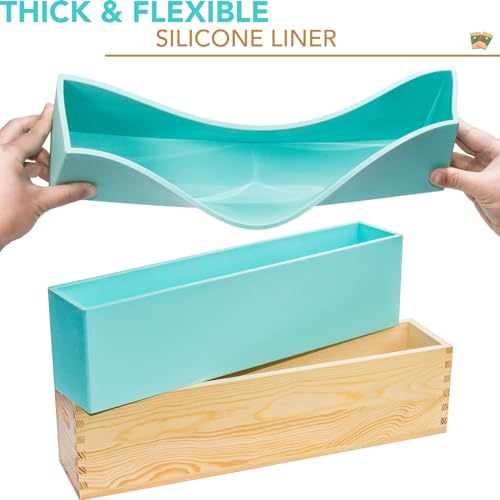 haclum Tall Skinny Wooden Soap Molds for Soap Making Large- 5 lb Soap Molds Loaf with lid, Rectangle Silicone Soap Loaf Molds 80oz - Image 4