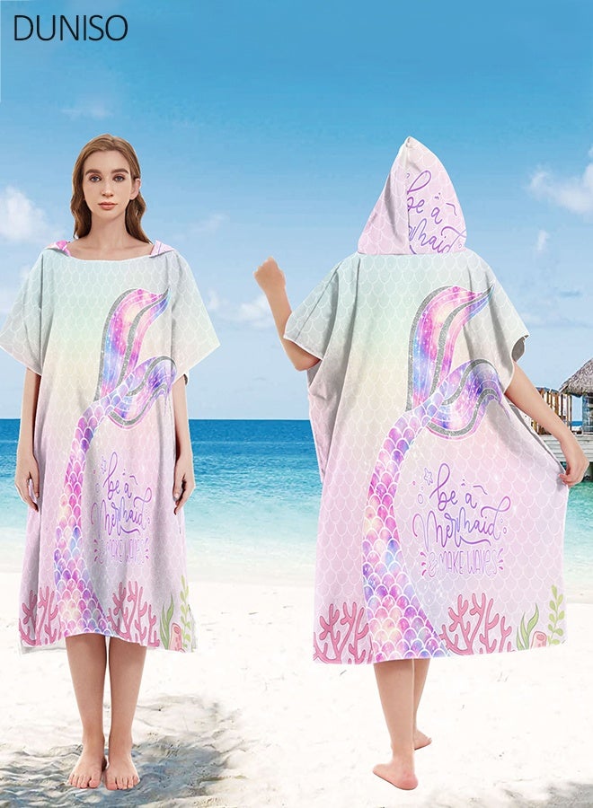DUNISO Beach Changing Towel Surf Poncho Robe,Swim Towel Hooded Surf Poncho for Adults,Light Weight Compact Microfibre Changing Wetsuit for Women and Men,Surfing Swimming Bathing - Image 1