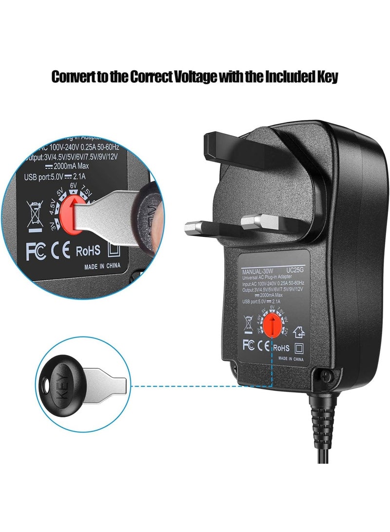 SOLARAE 30W Reverse Polarity Universal AC Adapter Multi Voltage DC Power Supply, with 9pcs Adaptor Tips, Compatible with 3V to 12V Household Electronics, 2Amp Output - Image 5