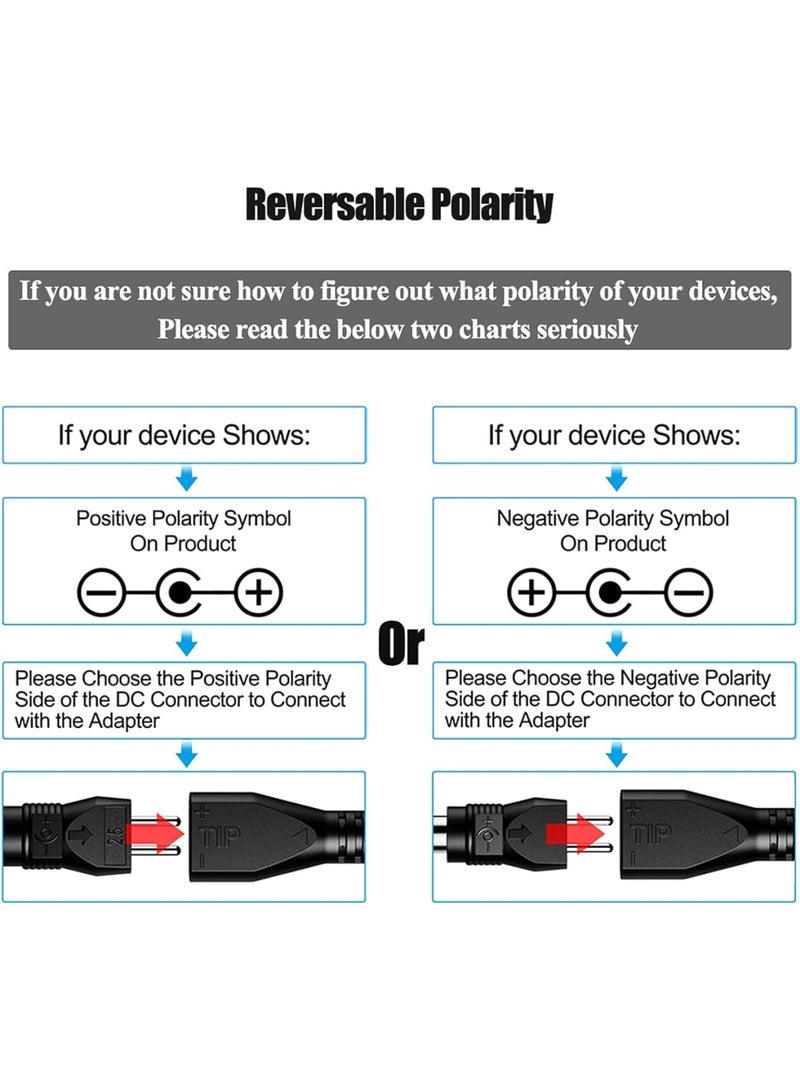 SOLARAE 30W Reverse Polarity Universal AC Adapter Multi Voltage DC Power Supply, with 9pcs Adaptor Tips, Compatible with 3V to 12V Household Electronics, 2Amp Output - Image 4