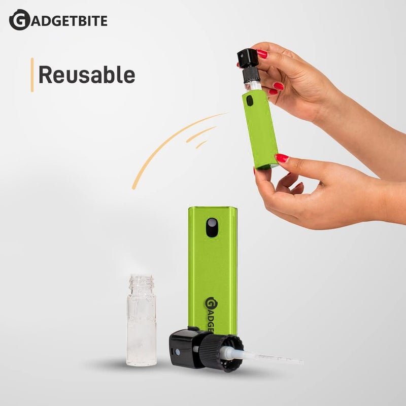 GadgetBite 3 in 1 Multifunctional Cleaner for Screens - Fingerprint-Proof Shell, Portable, and Reusable with Integrated Spray (Green) - Image 2