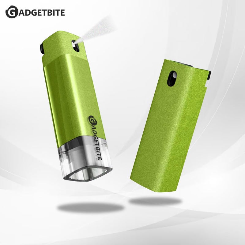 GadgetBite 3 in 1 Multifunctional Cleaner for Screens - Fingerprint-Proof Shell, Portable, and Reusable with Integrated Spray (Green) - Image 3