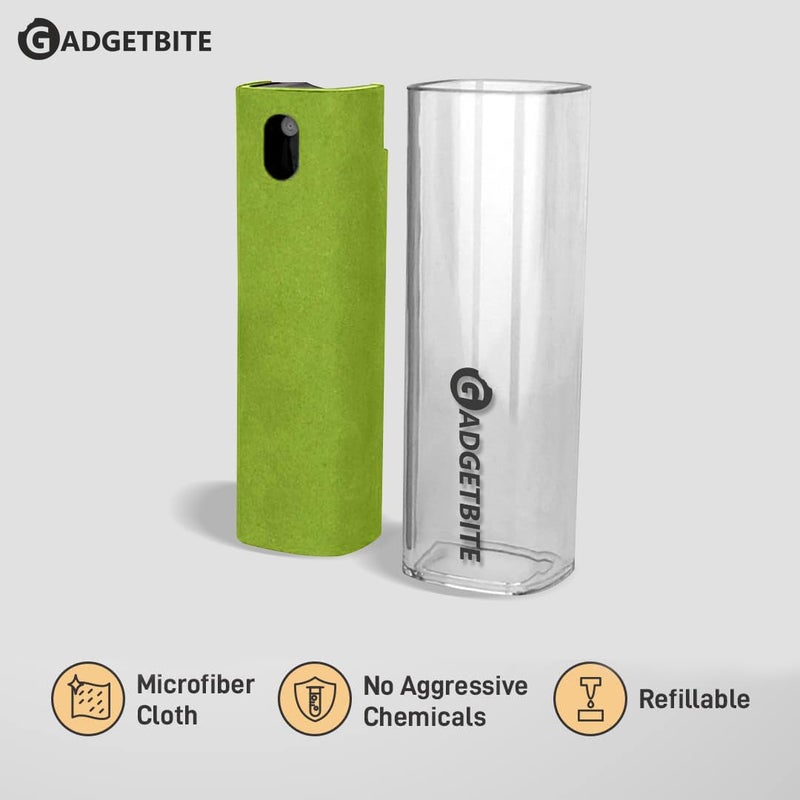 GadgetBite 3 in 1 Multifunctional Cleaner for Screens - Fingerprint-Proof Shell, Portable, and Reusable with Integrated Spray (Green) - Image 5