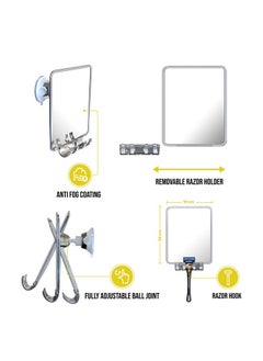 Luxo Luxo Shower Mirror, Shower Mirror fogless for Shaving with a Removable Razor Holder - Shaving Mirror for Shower with a Powerful Suction Cup - Shatterproof fogless Mirror for Shower  - Image 3