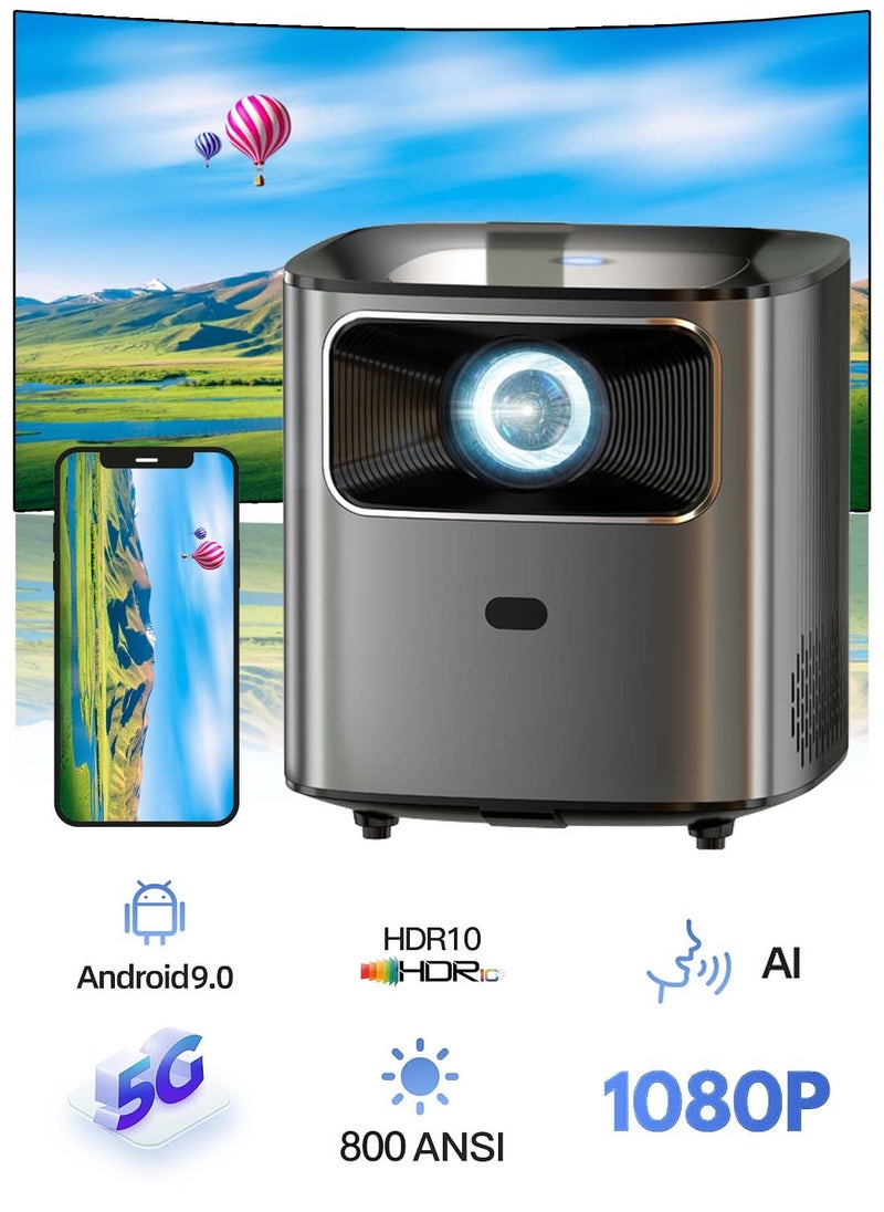 EqiEch - Auto Focus Projector,5600 Lumens Native 1080P Full HD WiFi 6  Mini Projector,4K Supported Android OS Movie Projector, Smart Home Projector Compatible With Phone/PCs/XBox/PS5/TV Stick/HDMI/USB - Image 1