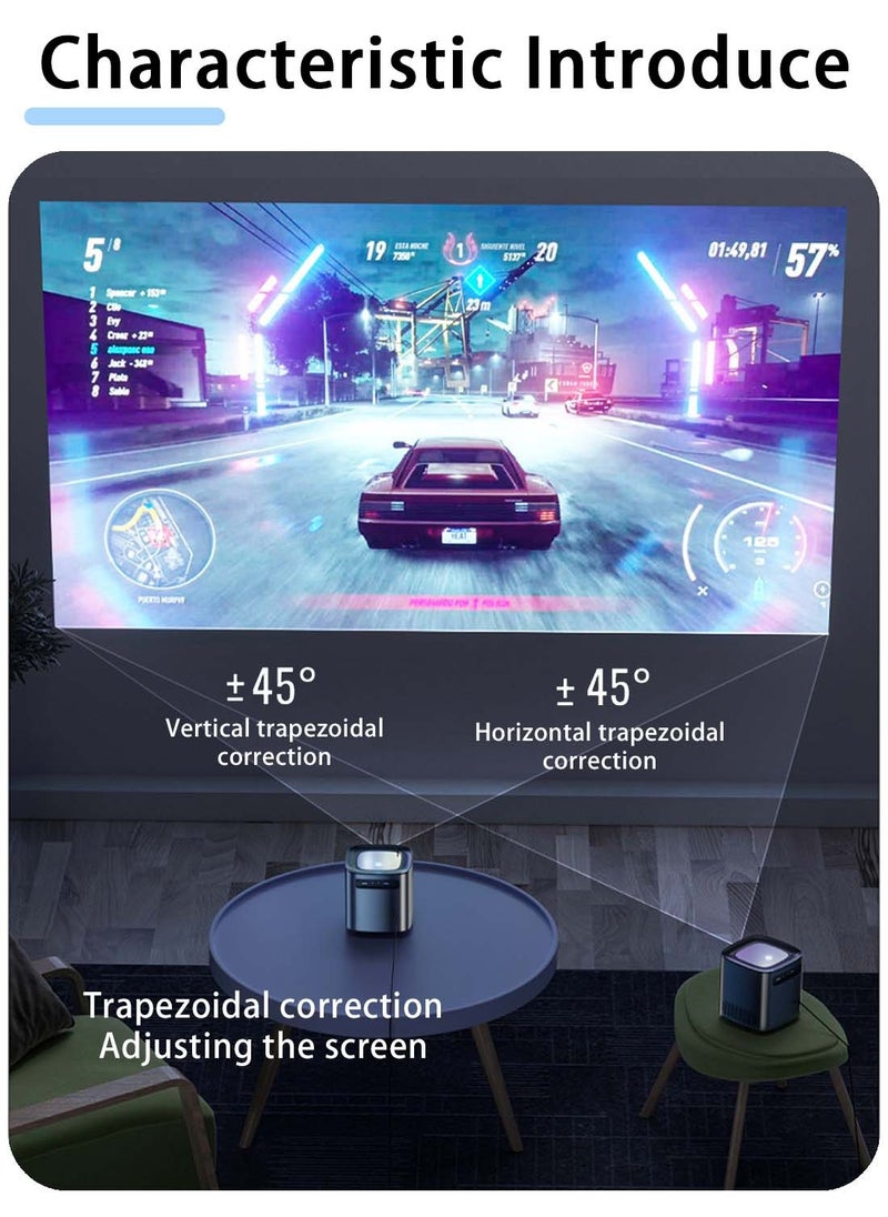 EqiEch - Auto Focus Projector,5600 Lumens Native 1080P Full HD WiFi 6  Mini Projector,4K Supported Android OS Movie Projector, Smart Home Projector Compatible With Phone/PCs/XBox/PS5/TV Stick/HDMI/USB - Image 1