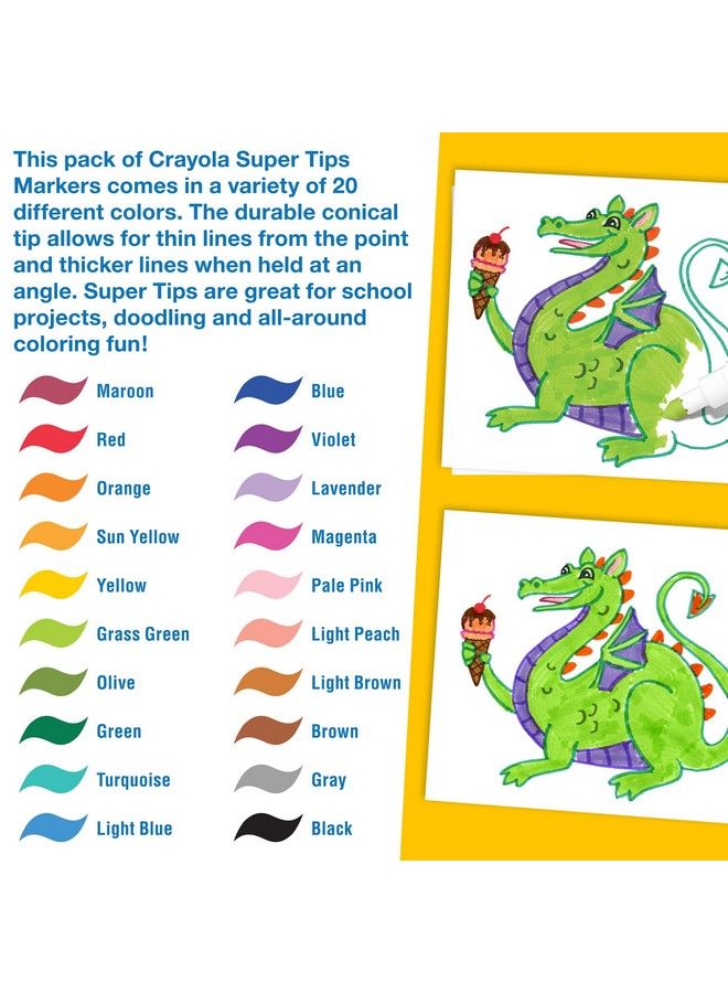 Crayola Super Tips Markers Coloring Book Markers 20 Count - Image 4