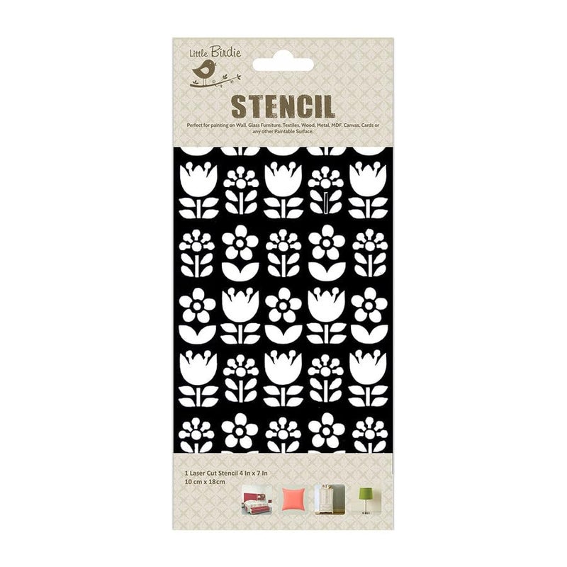 itsy-bitsy - Stencil Flowerful | 4" x 7" ||Stencils for Wall Painting, Craft and Art Painting | Reusable Painting Template for Home Decor, Crafting, DIY Albums and Scrapbook, Cake, Tile, Fabric - Image 1