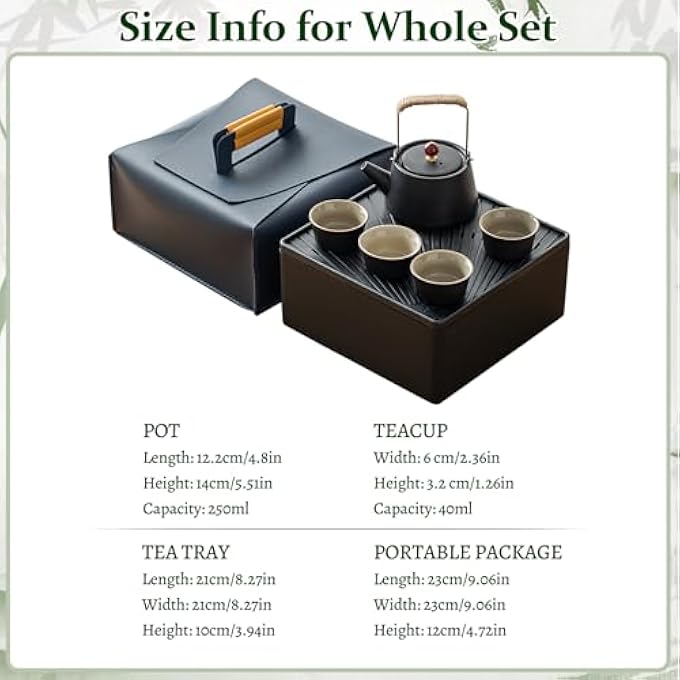 rayihni Japanese Tea Set Chinese Tea Sets With Porcelain Teapot  Cups Chinese Gongfu Tea Set Asian Tea Set For AdultsTravelReady 1 Teapot250Ml845Oz  4 Tea Cups40Ml135Oz - Image 4
