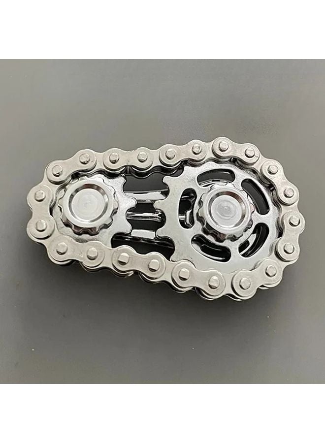 Silvery Stainless Steel Bike Chain Gear Fidget Spinner Office Toy Sensory Engagement - Image 4
