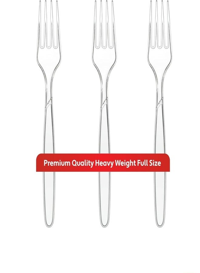 Munfix 360 Count Extra Heavy Duty Clear Plastic Silverware, 180 Forks, 180 Spoons, BPA Free Disposable Cutlery Set, Premium Bulk Utensils Plasticware for Party Supplies - Image 3