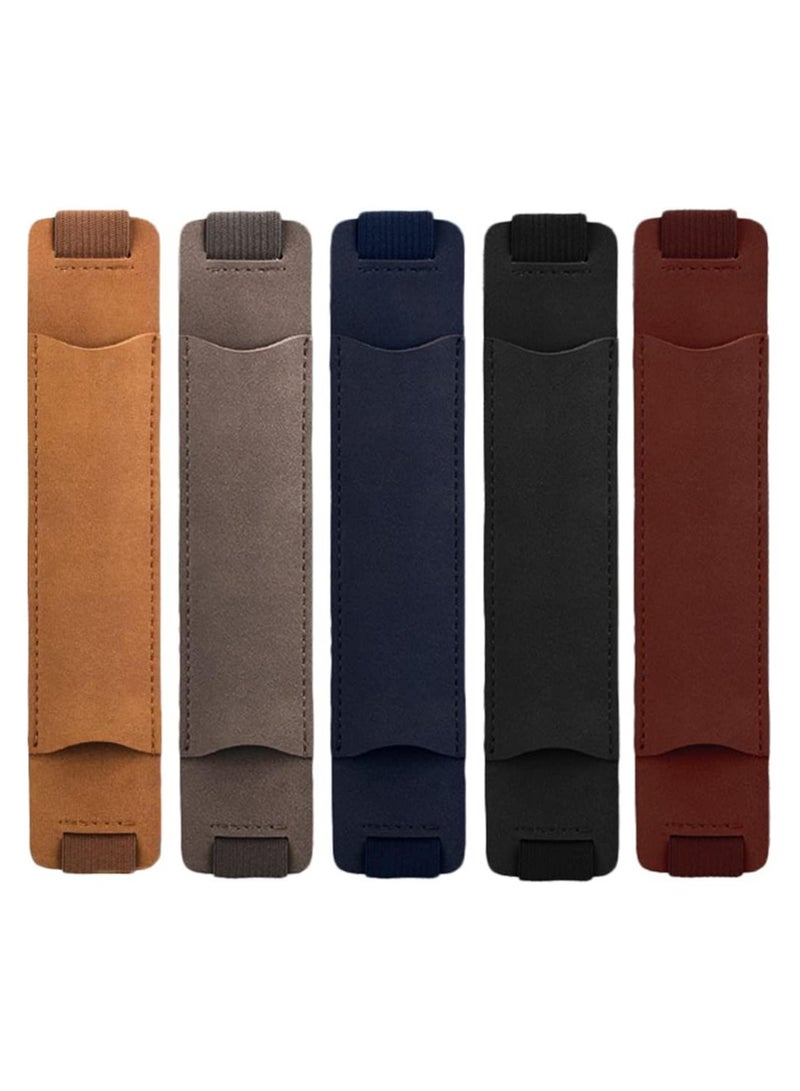 Oasisgalore 5pcs Adjustable PU Leather Pen Holders - Elastic Notebook Pen Sleeve  - Image 1
