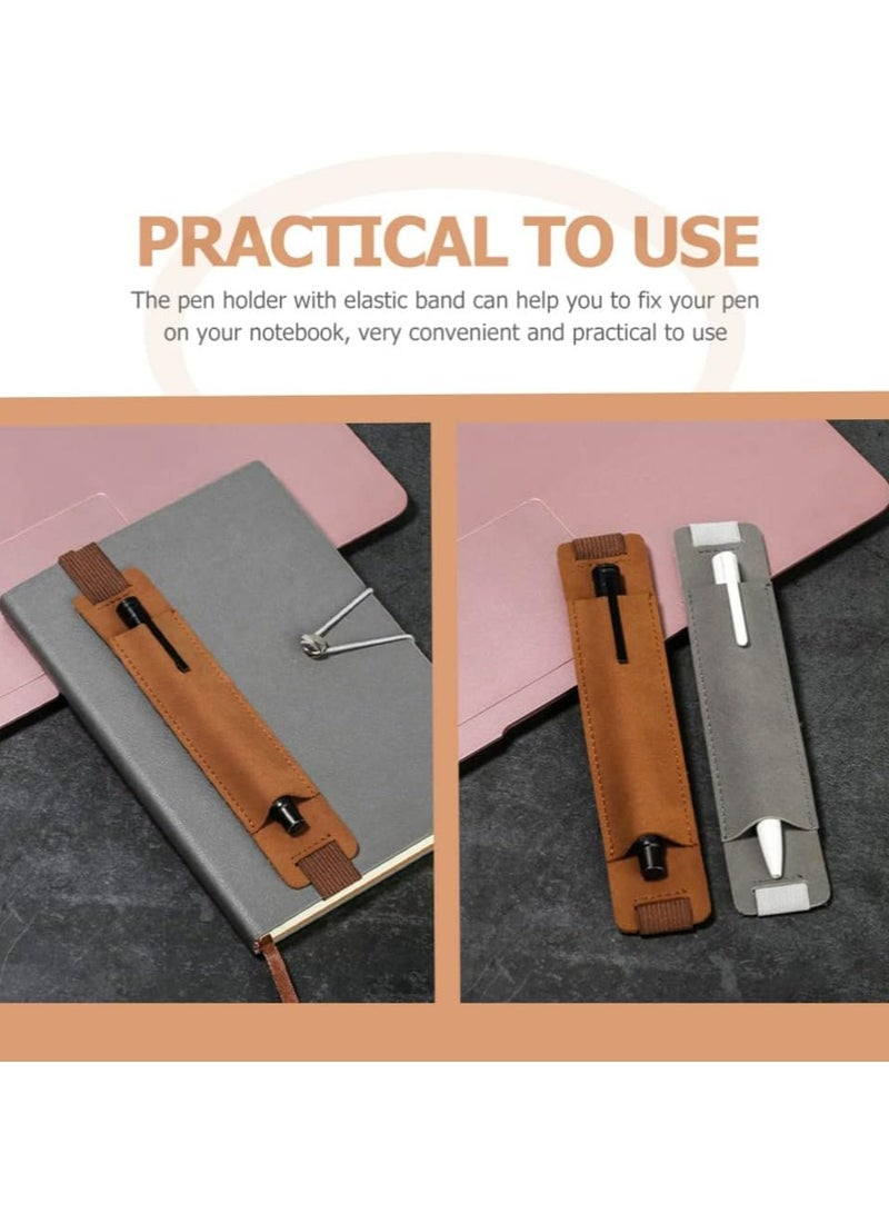 Oasisgalore 5pcs Adjustable PU Leather Pen Holders - Elastic Notebook Pen Sleeve  - Image 5