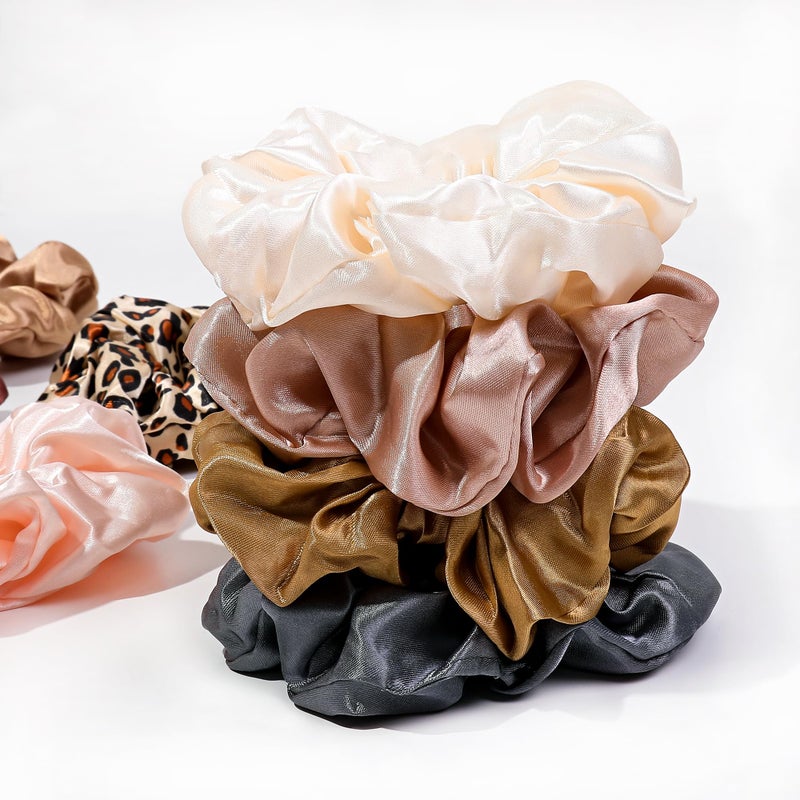 Ivyu 16 Scrunchies for Women - Satin Hair Ties and Bands, Big Ponytail Holders for Thick, Curly Hair, Cute No-Crease Pony Tails, No Damage - Image 5