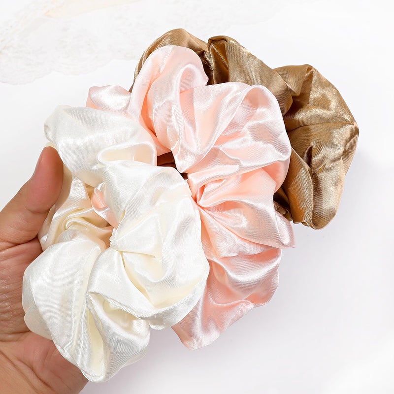Ivyu 16 Scrunchies for Women - Satin Hair Ties and Bands, Big Ponytail Holders for Thick, Curly Hair, Cute No-Crease Pony Tails, No Damage - Image 3