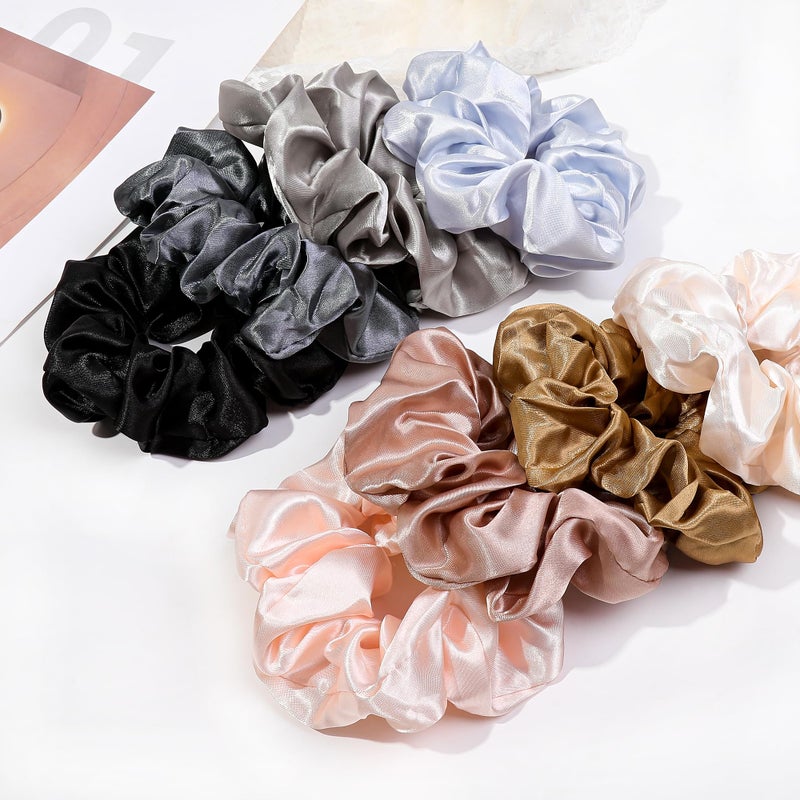 Ivyu 16 Scrunchies for Women - Satin Hair Ties and Bands, Big Ponytail Holders for Thick, Curly Hair, Cute No-Crease Pony Tails, No Damage - Image 2