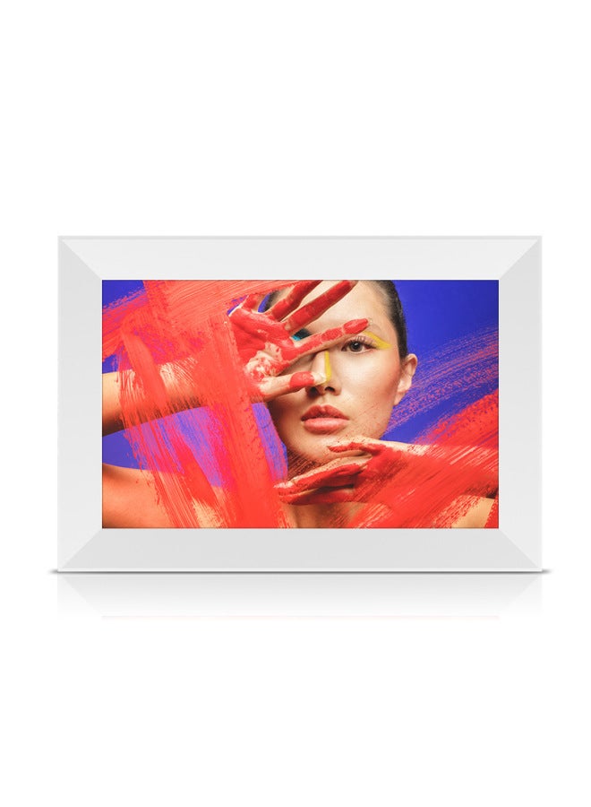 Fengye 10-inch Electronic Cloud Photo Frame Remote WIFI Video HD Display Digital Photo Frame Electronic Photo Album Decoration-Color:10-inch White + Vphoto (without Wooden Frame) - Image 1