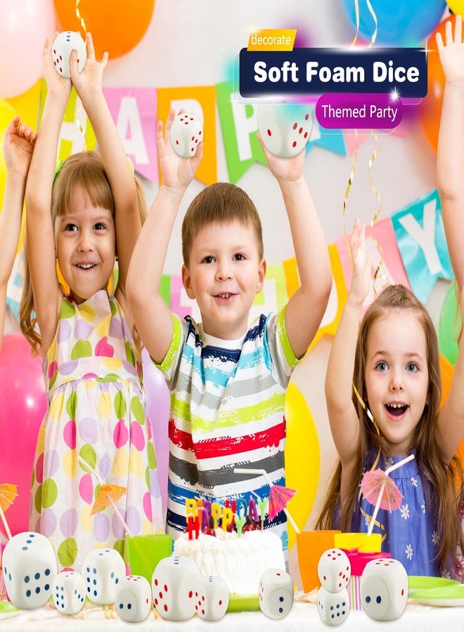 Cotiny 4 Pack Large Dice Set White Soft PU Foam Rounded Corner Jumbo Dice for Kids Classroom Games Indoor Learning Party Activities Math Teaching Tools, 3 Sizes - Image 5