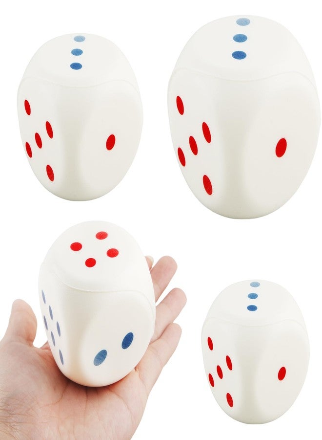 Cotiny 4 Pack Large Dice Set White Soft PU Foam Rounded Corner Jumbo Dice for Kids Classroom Games Indoor Learning Party Activities Math Teaching Tools, 3 Sizes - Image 1
