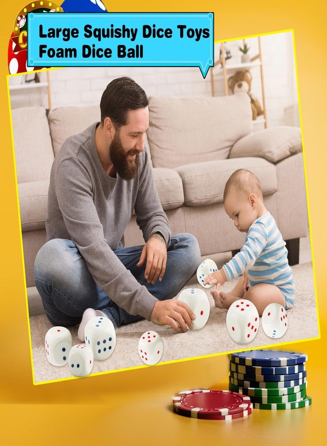 Cotiny 4 Pack Large Dice Set White Soft PU Foam Rounded Corner Jumbo Dice for Kids Classroom Games Indoor Learning Party Activities Math Teaching Tools, 3 Sizes - Image 4