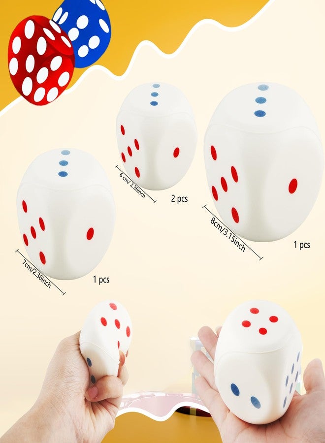 Cotiny 4 Pack Large Dice Set White Soft PU Foam Rounded Corner Jumbo Dice for Kids Classroom Games Indoor Learning Party Activities Math Teaching Tools, 3 Sizes - Image 2