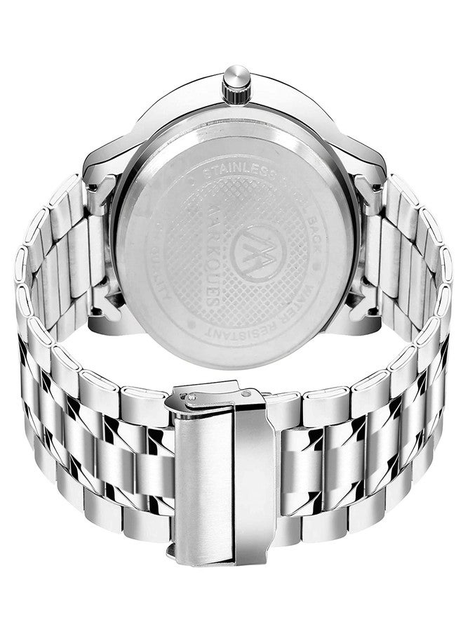 MARKQUES Stainless Steel Chain Men's Watch, Leather Wallet and Belt 3 in 1 Combo Gift Set for Men and Boys (BON-770109-MAX-02-NL-01) - Image 4