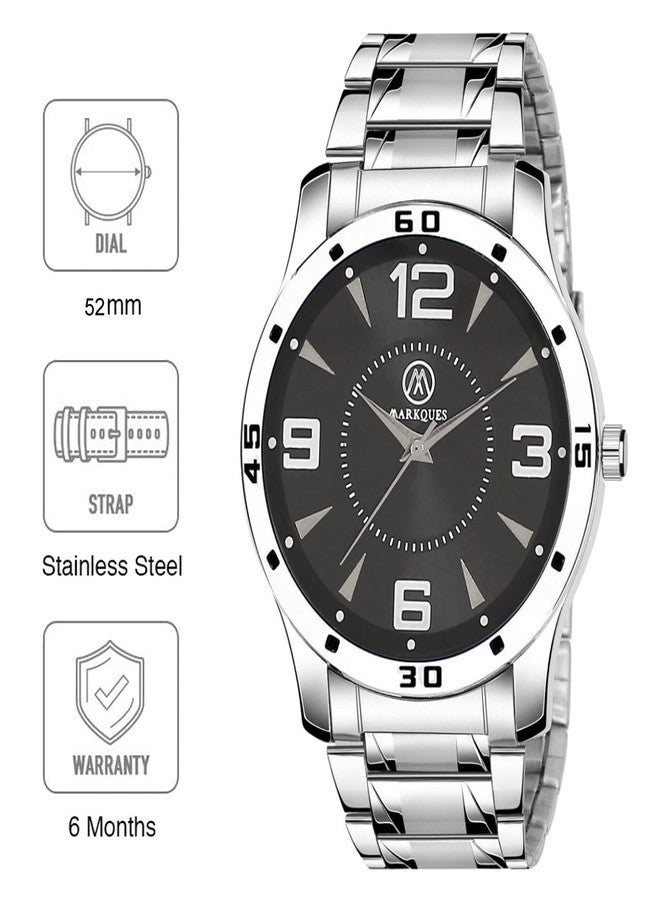 MARKQUES Stainless Steel Chain Men's Watch, Leather Wallet and Belt 3 in 1 Combo Gift Set for Men and Boys (BON-770109-MAX-02-NL-01) - Image 2