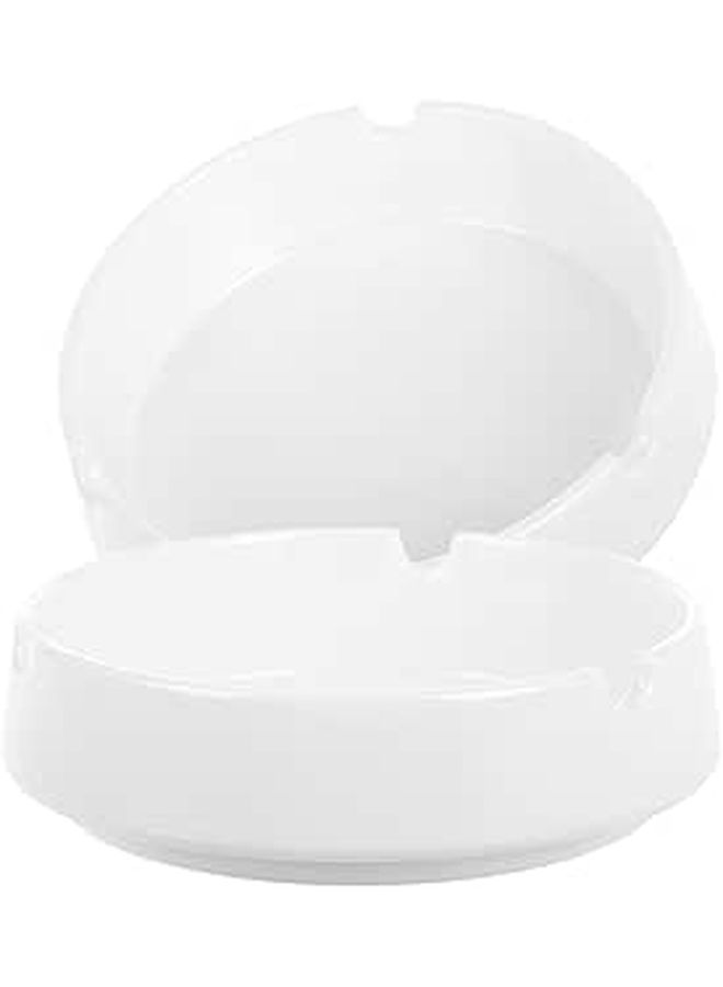 Vicasky White Unbreakable Plastic Ashtray Set 2pcs Round Desk Anti Fall Indoor Outdoor - Image 1